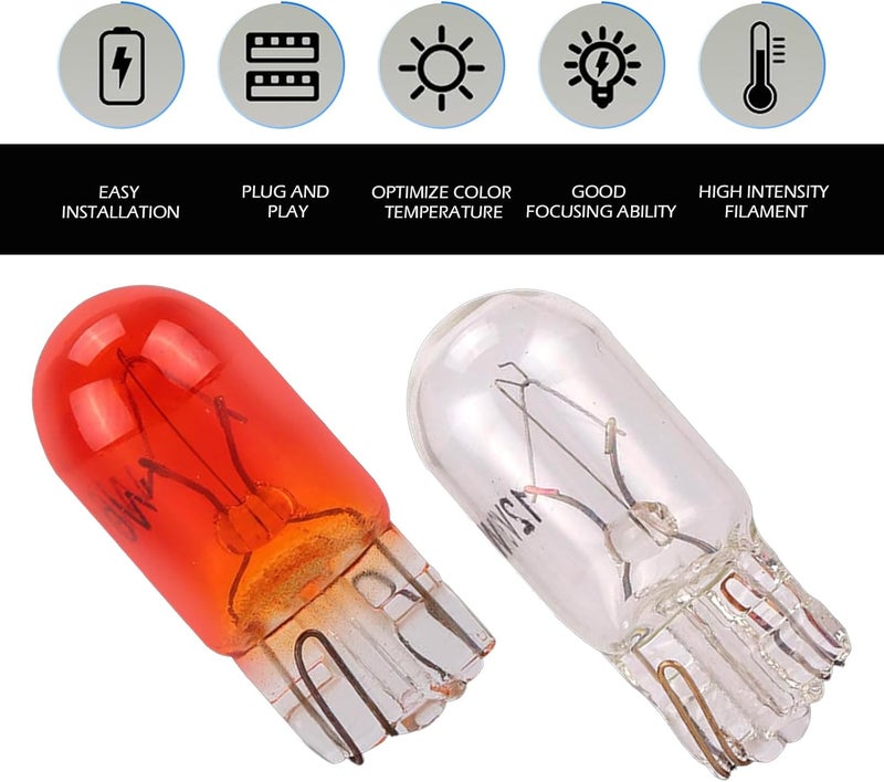 Bawkars 100 PCS 7443 Brake Light Bulb, T10 W21/5W Turn Signal/Tail/Reverse/Lights, 12V Automotive Miniature Bulbs Clear Halogen Light, Replacement for Cars, Trucks, SUVs (White) - Image 5
